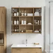 vidaXL Kopalniška ogledalna omara Oreh 63,5 x 16 x 62,5 cm