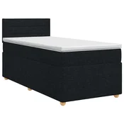 vidaXL Postelja boxspring z vzmetnico Črna 90 x 200 cm Blago