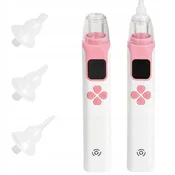 Električni aku. 400mAh nosni aspirator za otroke USB 4 šobe roza