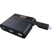 club3D USB / HDMI adapter [1x USB-C™ vtič - 1x HDMI-vtičnica, USB-C™ vtičnica, USB 2.0 vtičnica A] črna club3D CSV-1534
