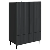 Vidaxl Strani šal s predalom Črna 66 x 34,5 x 97 cm Inženirski les