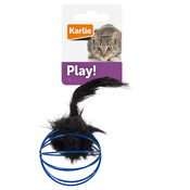 Mačja igrača Karlie mrežasta žogica s plišasto miško - 1 kos