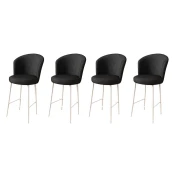 Hanah Home Set barskih stolica Fora, 4 komada, Crno-beli