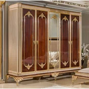Casa Padrino Luxury Baroque Bedroom Cabinet with 5 Doors Dark Brown/Gray/Gold - Baroque Furniture