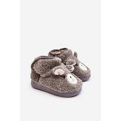 Childrens insulated slippers with teddy bear, grey Eberra