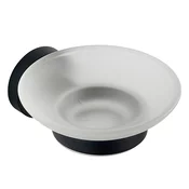 Držalo za milo SAMBA, matirano steklo, črna mat - Črna - 108x52x120 mm - Aqualine - SAMBA - 24 - Steklo; zlitina - Posoda za milo - Krožni - 108 - 52 - 120 - 14