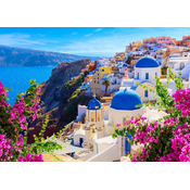 Enjoy - Puzzle Santorini View with Flowers - 1 000 kosov