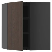 METOD Ugaoni zidni element s policama, Crnosiva/Sinarp smeda, 68x80 cm