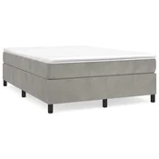 Vidaxl Posteljni okvir z vzmetmi svetlo siv 140x190 cm žamet