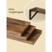 Songmics Komplet 3 kosov stenskih polic 127x40x112 cm rjave barve