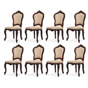 Casa Padrino luxury baroque dining room chair set of 8 with pattern beige/brown H. 103 cm