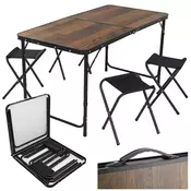 Gardlov sklopivi stol s 4 stolice 120x60 cm (kamping set, kofer, podesiva visina)