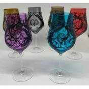 Casa Padrino Luxury Baroque Wine Glass Set Colorful/Black - Handcrafted Wine Glasses