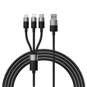 BASEUS 3in1 USB átalakító-és kabel za punjenje - USB-C + Micro + Lightning - 1.2 metar / Crno