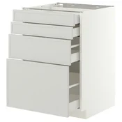 METOD / MAXIMERA Podni element 4 fronta/4 fioke, bela/Aspudden svetlosiva, 60x60 cm