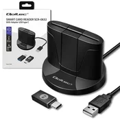 Čitalnik pametnih osebnih izkaznic Qoltec SCR-0632 | USB 2.0 + USB-C adapter