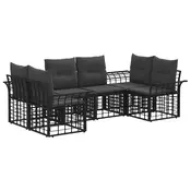Set vanjskih sofa s jastukom 6 pcs Crna i tamno siva Poliester