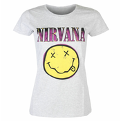 Metalik majica Nirvana - Xerox Smiley Pink HEATHER - ROCK OFF - NIRVTS15LH