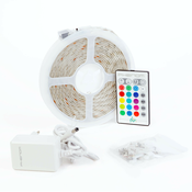 RGB LED trak 5m IP65 s kontrolerjem in napajalnikom 220-240V, 5050 SMD, 30 LED/m, 7,2W/m