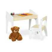 Kinder home drveni dečiji sto i stolica za učenje beli ( TF-5755 )