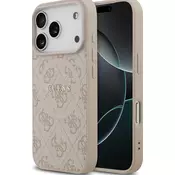 Guess PU Leather 4G obarvan obroč MagSafe zadnji pokrov za iPhone 17 Pro roza
