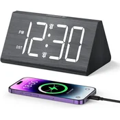 ORIA LED digitalna budilka z lesenim videzom