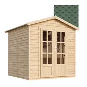 Timbela Lesena vrtna hiša - H233x233x222 cm/4 m2 - Vrtna pisarna s podom in bitumenskimi ploščicami - TIMBELA M351FB+H351FBGREEN, (21999120)