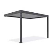 Bioklimatska pergola Antares — Stenska/3 x 4/Antracit - Svetlo siva/Električni motor in LED luči