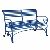Casa Padrino Art Nouveau Wrought Iron Garden Bench Blue 120 cm - Garden Furniture