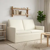Vidaxl Dvosedenjski kavč Krem 130 x 81 x 82 cm Žametna tkanina