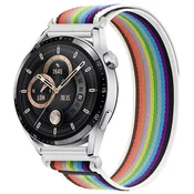 BStrap Velcro Nylon pašček za Garmin Vivoactive 4, white rainbow
