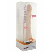 Seven Creations Silikonski klasični vibrator 19 cm dolg v mesni barvi