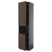 METOD Visoka omara za mv pečico+2vr/plc, črno siva/Sinarp rjava, 60x60x240 cm