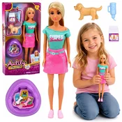 slomart LEAN TOYS Lutka Anlily s psičkom in dodatki za nego