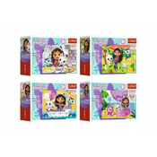 Trefl MiniPuzzle miniMaxi 20 kosov Gabbyjin pisan dan/Gabbyjina hišica za punčke 4 vrste v škatli 11x8cm
