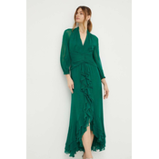Haljina Luisa Spagnoli boja: zelena, midi, širi se prema dolje