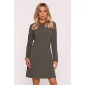 Stylove Womans A-line mini dress with long sleeves - khaki