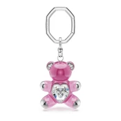 Swarovski Privjesak za kljuceve Teddy  roza / srebro / prozirna