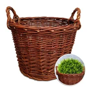 PLETENA KOŠARA ZA CVETJE NATURAL TEMNA 35 cm EKO