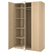 PAX/FORSAND/AHEIM Garderobni sestav, imitacija beljenega hrasta/ogledalo, 150x60x236 cm