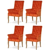 Casa Padrino Chesterfield Neo Baroque dining room chair set of 4 orange/natural - Kitchen chairs with armrests - Dining room furniture - Chesterfield furniture - Neo baroque furniture