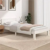 shumee vidaXL Posteljni okvir bel masivni borov les 100 x 200 cm