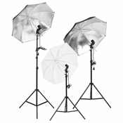Greatstore Komplet za studijsko osvetlitev s stojali in dežniki