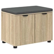 Vidaxl Haldna klop z blazino s polico Sonoma hrast 60 x 38 x 46 cm