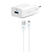 Ttec Punjac Zidni - Uni 1xUSB (QC 3.0) - White - +USB-C cable 1,2m