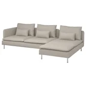 SÖDERHAMN Sofa 4-sed i lenjivac, i bez stranice Fridtuna/svetlobež
