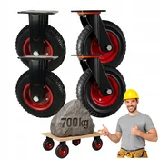 shumee 4x transportna kolesa za voziček 200 mm 2x vrtljiva 2x fiksna 700 kg močna guma