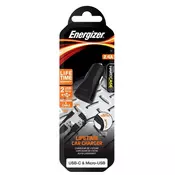 Energizer Energizer HardCase - Avtomobilski polnilec 2x USB-A 2,4A + kabel USB-C in Micro USB (črn)