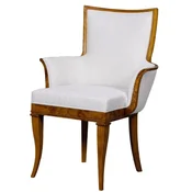 Casa Padrino luxury Biedermeier armchair white/brown - Art Deco living room armchair - Biedermeier living room furniture - Art Deco living room furniture - Biedermeier furnishings
