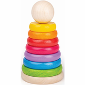 Bigjigs Toys First Rainbow Stacker natikanka z obročki iz lesa